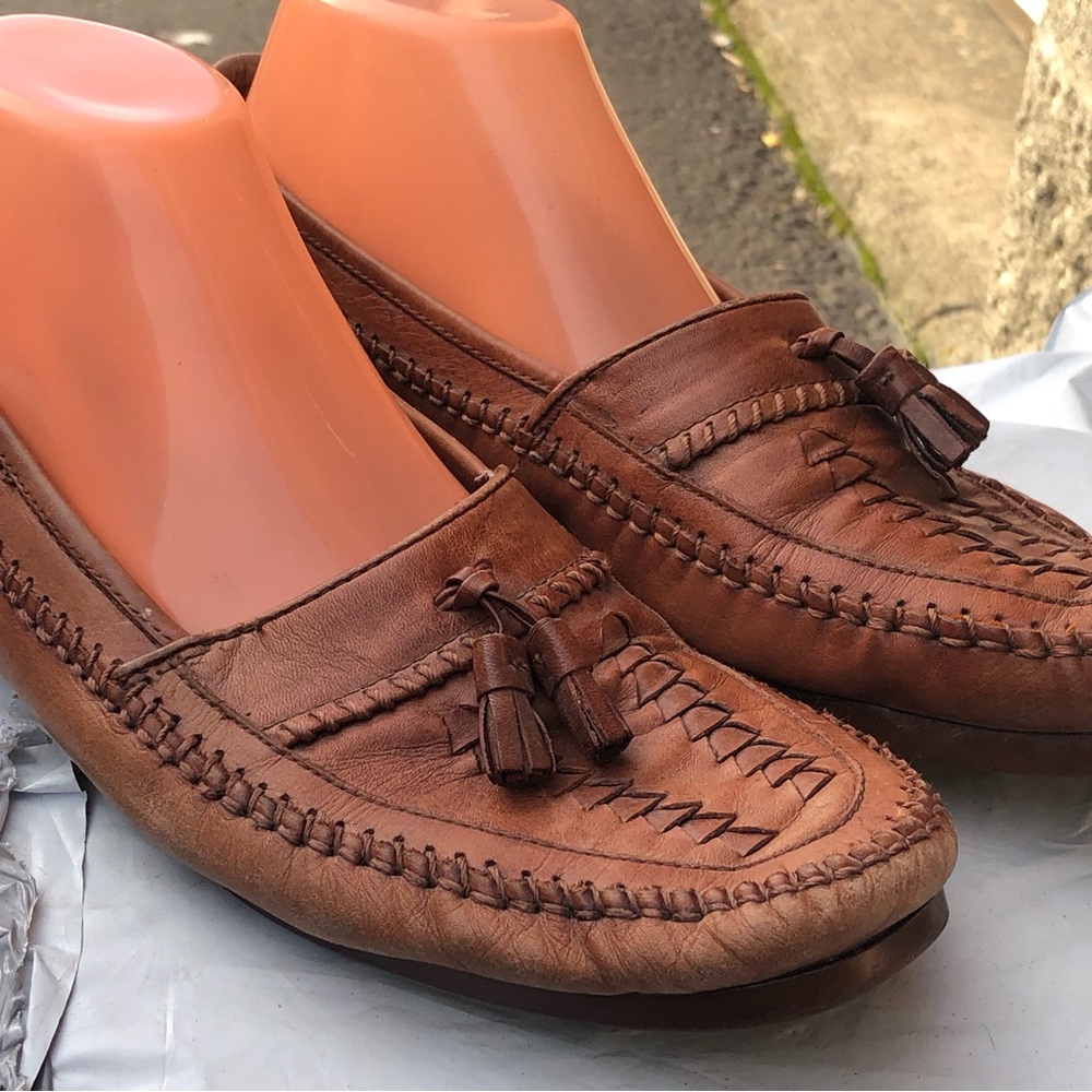 Generra Collection Men’s Brown Woven Leather Slip On Shoes Size 10.5